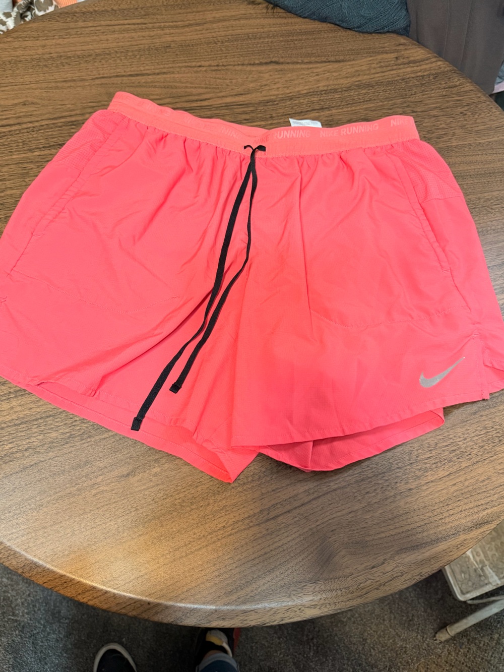 Nike Women’s Neon Coral Athletic Running Shorts with Drawcord